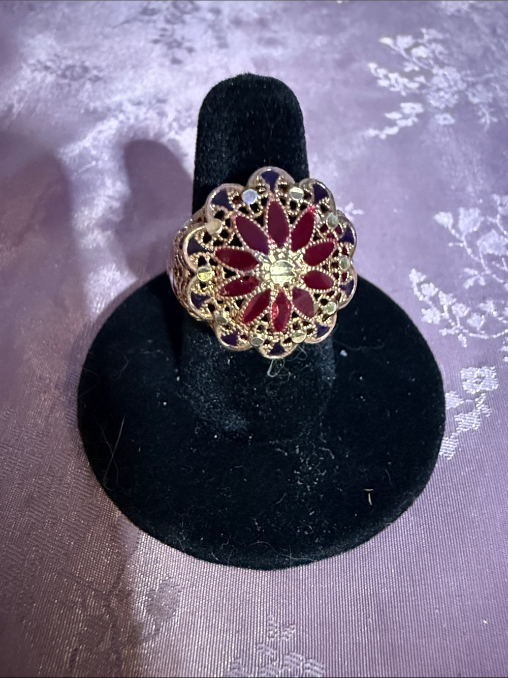 Sterling silver Vermeil see-through enamel ring from Italy